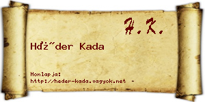 Héder Kada névjegykártya